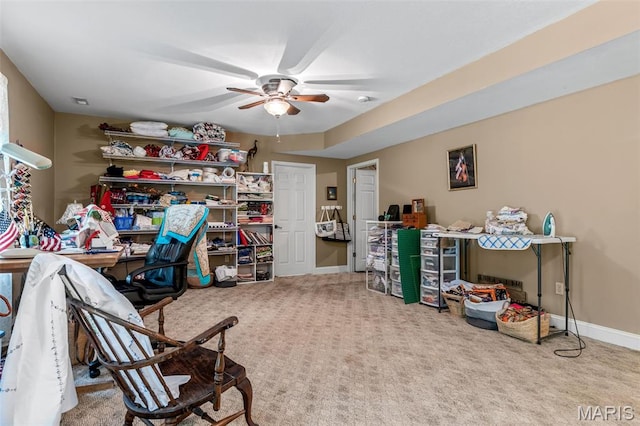 318 Doe Run Ln, Bonne Terre, MO 63628 - office area featuring ceiling fan and carpet floors