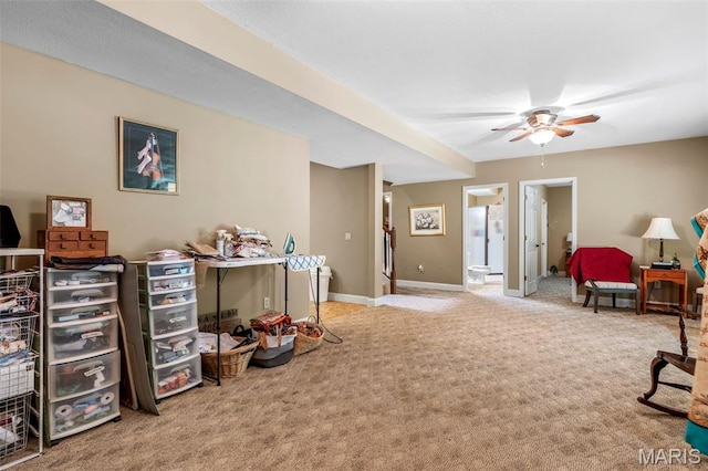 318 Doe Run Ln, Bonne Terre, MO 63628 - game room with carpet floors and ceiling fan