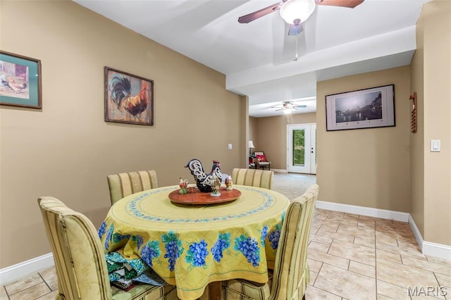 318 Doe Run Ln, Bonne Terre, MO 63628 - dining area featuring ceiling fan and light tile patterned floors
