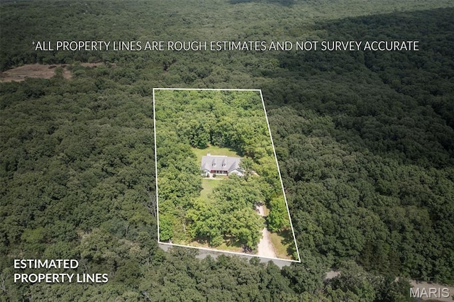 318 Doe Run Ln, Bonne Terre, MO 63628 - aerial view of property and surrounding area with property boundaries highlighted
