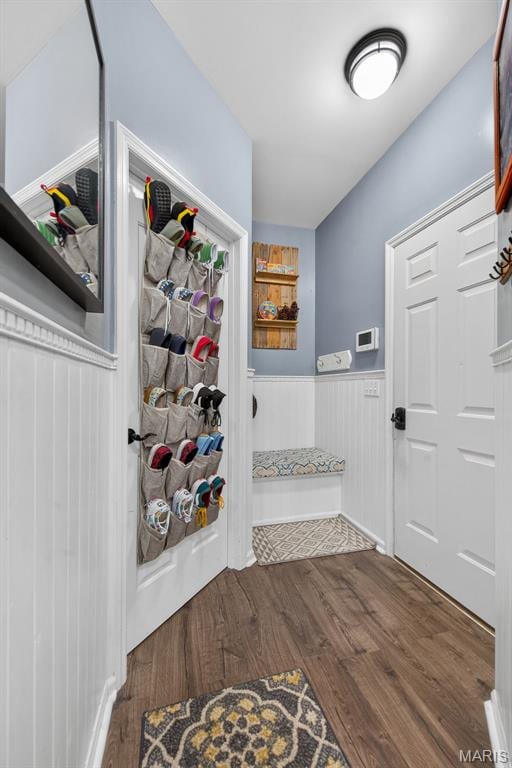 156 Bluffview Dr, Troy, MO 63379 - mudroom with wainscoting and wood finished floors