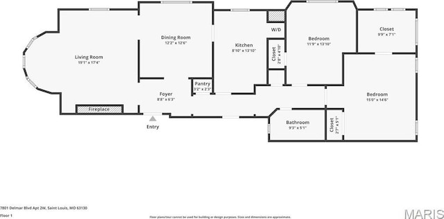 7801 Delmar Blvd Unit 2W, University City, MO 63130 - view of property floor plan