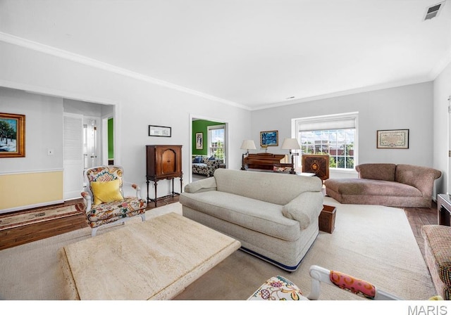 10 Jefferson Rd Unit 3A, Webster Groves, MO 63119 - living area with crown molding and wood finished floors