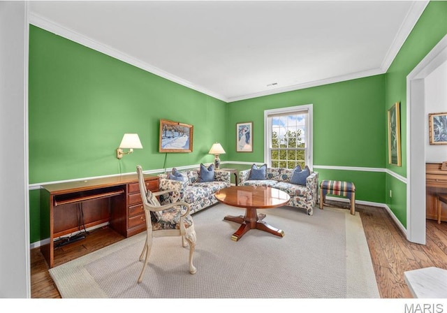 10 Jefferson Rd Unit 3A, Webster Groves, MO 63119 - living area with ornamental molding and wood finished floors