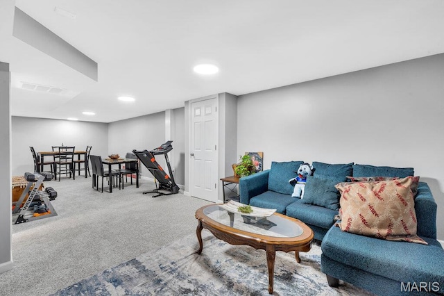 3711 Ashby Rd, Saint Ann, MO 63074 - carpeted living area featuring baseboards and recessed lighting