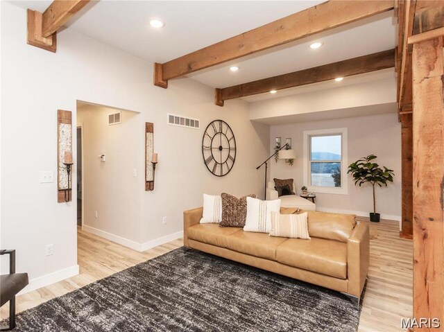 24925 State Route Mm, Farmington, MO 63640 - living area with light wood finished floors, recessed lighting, and beam ceiling