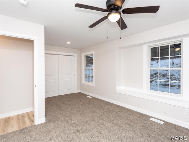 24925 State Route Mm, Farmington, MO 63640 - unfurnished bedroom with carpet, a closet, recessed lighting, and ceiling fan