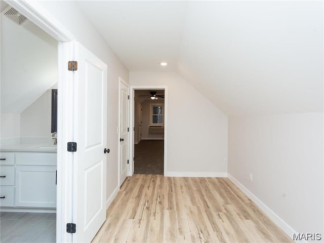 24925 State Route Mm, Farmington, MO 63640 - bonus room featuring light wood-style flooring, vaulted ceiling, recessed lighting, and ceiling fan