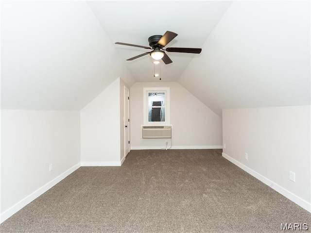 24925 State Route Mm, Farmington, MO 63640 - bonus room featuring an AC wall unit, dark colored carpet, vaulted ceiling, and ceiling fan
