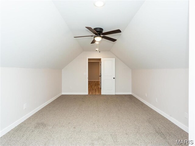24925 State Route Mm, Farmington, MO 63640 - additional living space featuring carpet flooring, a ceiling fan, and vaulted ceiling