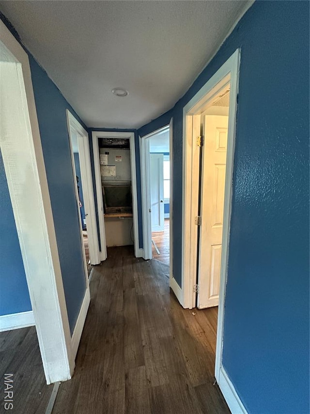 1506 S Gertrude St, Salem, MO 65560 - hallway featuring dark wood-style floors and baseboards