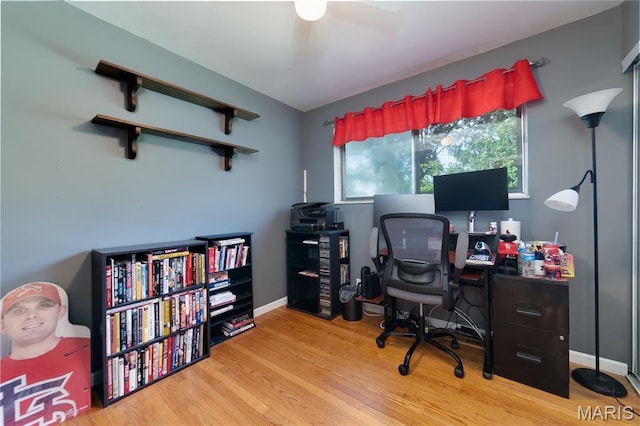 1340 Central Pkwy, Florissant, MO 63031 - office area with wood finished floors and a ceiling fan