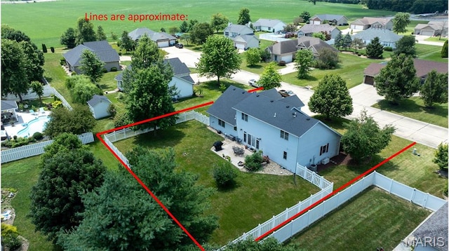 408 Marty Graten Ct, Hamel, IL 62046 - aerial perspective of suburban area featuring property parcel outlined