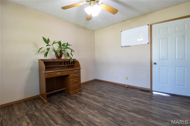 408 Marty Graten Ct, Hamel, IL 62046 - spare room with dark wood finished floors and ceiling fan