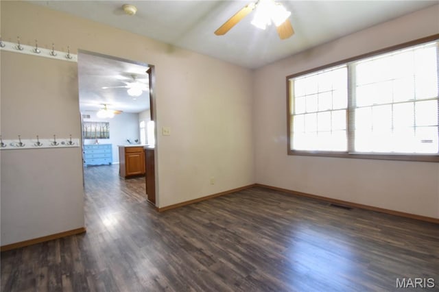 408 Marty Graten Ct, Hamel, IL 62046 - spare room with a ceiling fan, dark wood-style floors, and a smoke detector