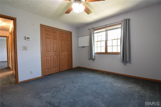 408 Marty Graten Ct, Hamel, IL 62046 - unfurnished bedroom featuring carpet floors, a closet, and a ceiling fan