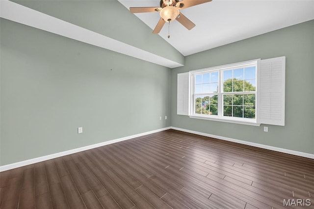 5 Monarch Trace Ct Unit 305, Chesterfield, MO 63017 - empty room with lofted ceiling, ceiling fan, and dark wood finished floors