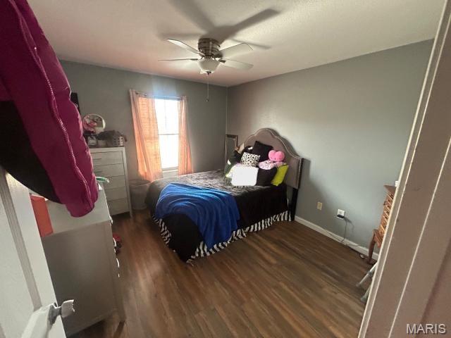 2763 Cascade Lake Dr, Belleville, IL 62221 - bedroom featuring wood finished floors and a ceiling fan