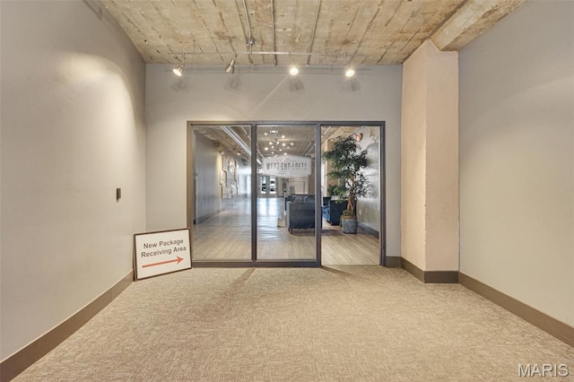 4100 Forest Park Ave Unit 306, Saint Louis, MO 63108 - unfurnished room featuring carpet floors and track lighting