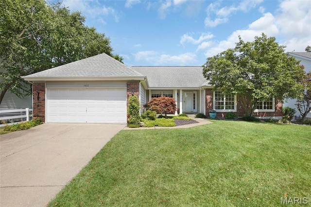 1473 Crooked Stick Dr, Ofallon, MO 63366 - view of front of house with brick siding, a garage, concrete driveway, and roof with shingles