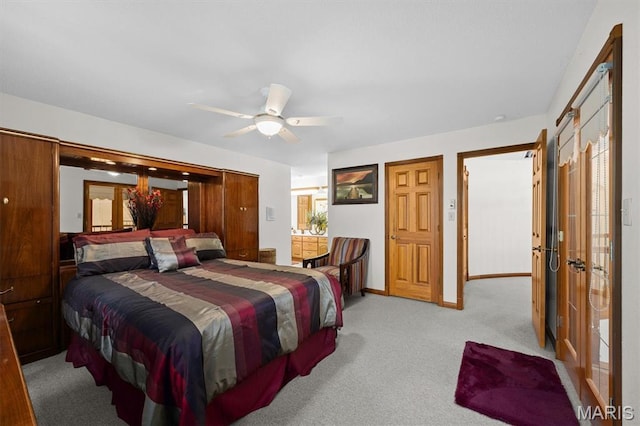 517 E Waters Edge Dr, Shiloh, IL 62221 - bedroom featuring carpet flooring, french doors, and ceiling fan