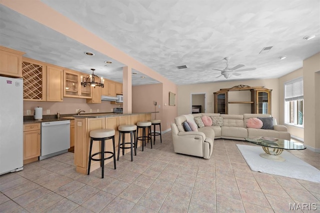517 E Waters Edge Dr, Shiloh, IL 62221 - living room featuring ceiling fan, recessed lighting, a chandelier, and light tile patterned flooring