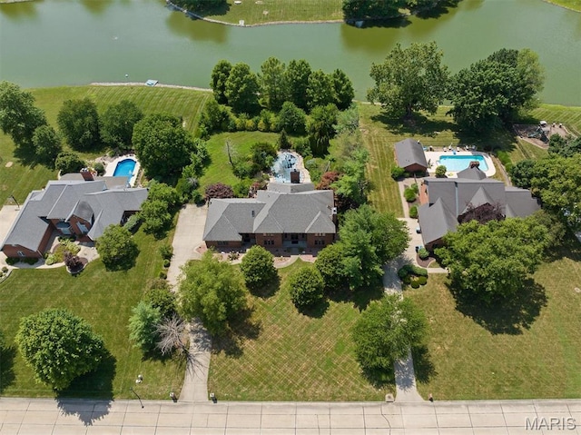 517 E Waters Edge Dr, Shiloh, IL 62221 - aerial view of a nearby body of water and a pool area