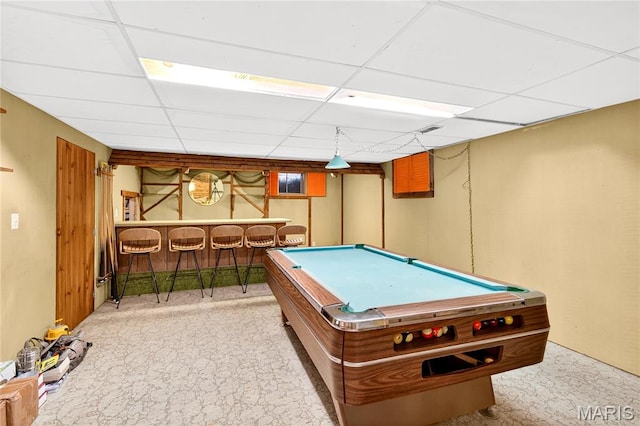 401 Willowbrook Ln, Collinsville, IL 62234 - playroom featuring a paneled ceiling, billiards, and a dry bar