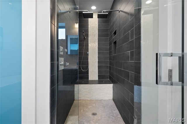 5951 Jamieson Ave, Saint Louis, MO 63109 - full bath with tiled shower and recessed lighting