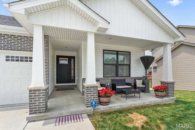 1433 Victoria Square Ct, Ofallon, IL 62269 - doorway to property with a porch, outdoor lounge area, and a garage