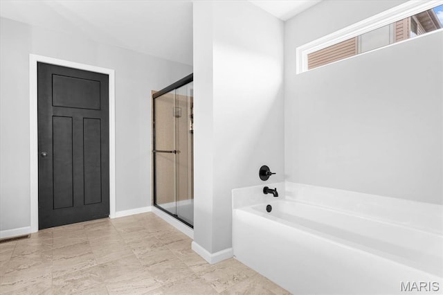 1433 Victoria Square Ct, Ofallon, IL 62269 - bathroom with a bath and a shower stall