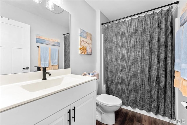 1433 Victoria Square Ct, Ofallon, IL 62269 - bathroom with vanity, wood finished floors, and a shower with shower curtain