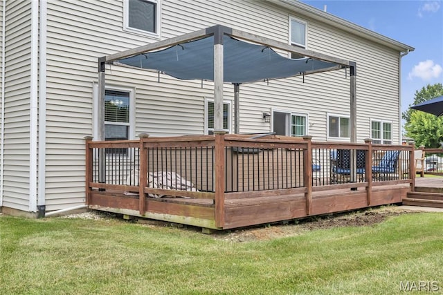 22 Dean Wells Ct, Warrenton, MO 63383 - back of house featuring a wooden deck and a yard