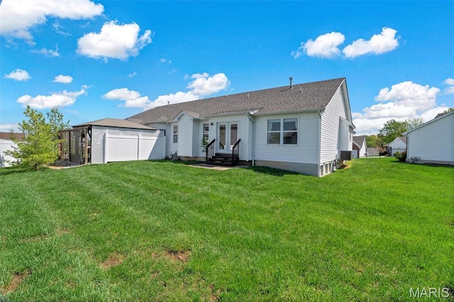 4817 Misty Wood Ct, Wentzville, MO 63385 - back of house with entry steps and french doors