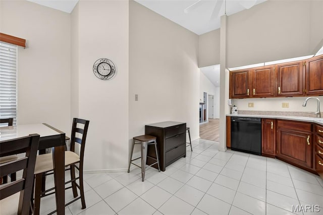 425 Charter Way Dr, Wildwood, MO 63040 - kitchen featuring dishwasher, light countertops, and ceiling fan