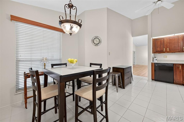 425 Charter Way Dr, Wildwood, MO 63040 - dining space featuring ceiling fan and light tile patterned floors