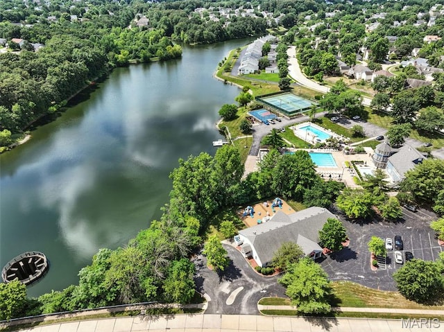425 Charter Way Dr, Wildwood, MO 63040 - drone / aerial view of a nearby body of water and a pool