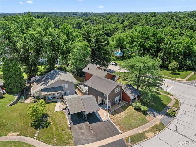 420 Echo Hill Dr, Ballwin, MO 63021 - drone / aerial view of a heavily wooded area