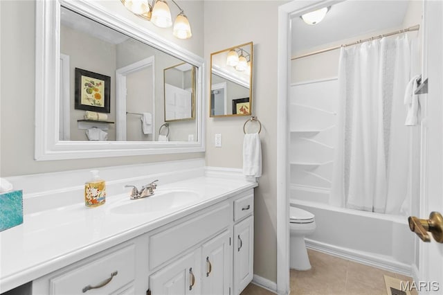 420 Echo Hill Dr, Ballwin, MO 63021 - bathroom featuring vanity, tile patterned flooring, and shower / bathtub combination with curtain
