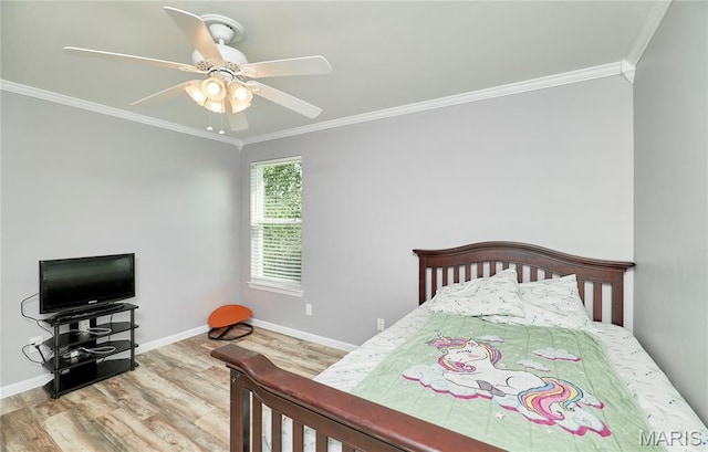20 Airfield Crossing Court, Lake St Louis, MO 63367 - bedroom with crown molding, wood finished floors, and ceiling fan