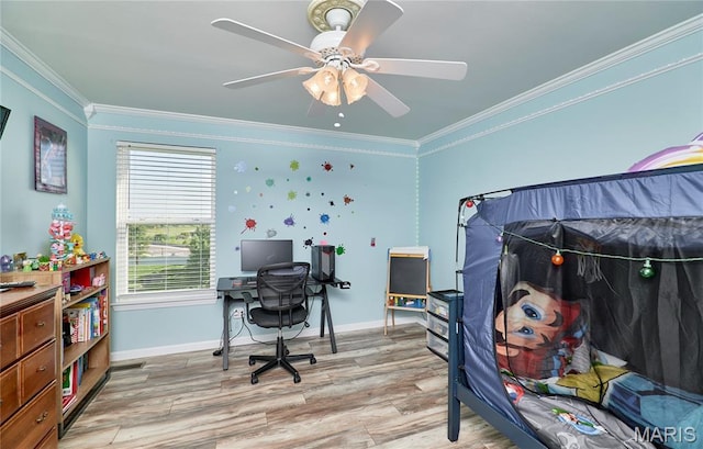 20 Airfield Crossing Court, Lake St Louis, MO 63367 - office space featuring ornamental molding, light wood-style floors, a ceiling fan, and plenty of natural light
