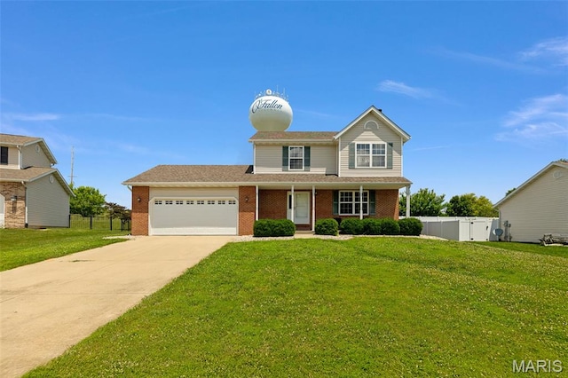 922 Benjamin Dr, Ofallon, IL 62269 - traditional-style home featuring a garage, brick siding, driveway, and covered porch
