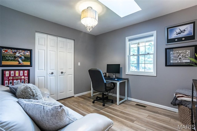 101 Archview Dr, Shiloh, IL 62221 - office area with a skylight and light wood-style flooring