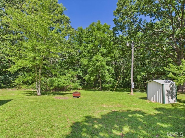7603 Blue Moon Rd, Bucyrus, MO 65444 - view of green lawn featuring a storage unit