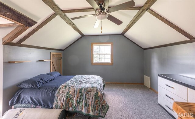 19612 State Route M, Edgar Springs, MO 65462 - carpeted bedroom with a ceiling fan and vaulted ceiling