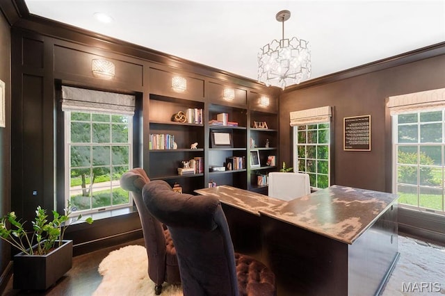 12429 Nicholas Ln, Saint Louis, MO 63131 - office space with a chandelier and ornamental molding