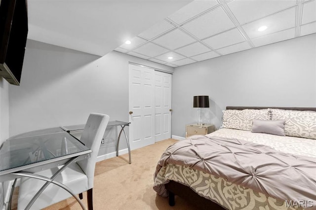 12429 Nicholas Ln, Saint Louis, MO 63131 - bedroom with carpet floors, recessed lighting, and a closet