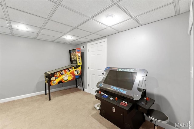 12429 Nicholas Ln, Saint Louis, MO 63131 - playroom with carpet and a drop ceiling