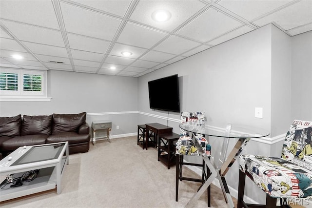 12429 Nicholas Ln, Saint Louis, MO 63131 - living area with a paneled ceiling, carpet floors, and recessed lighting