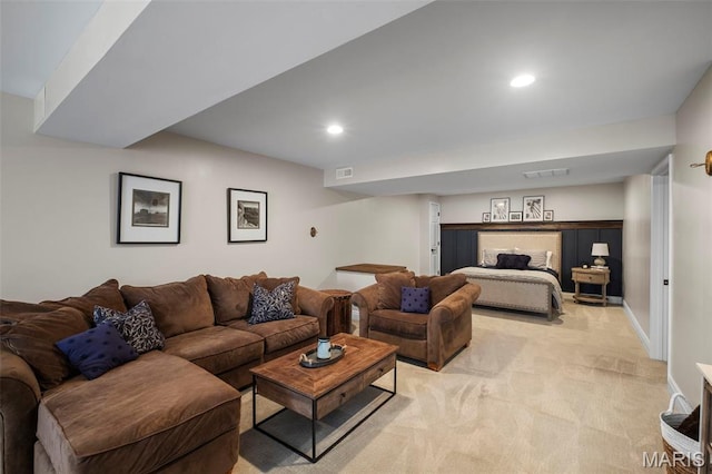 17108 Windsor Crest Blvd, Wildwood, MO 63038 - living room featuring light carpet and recessed lighting